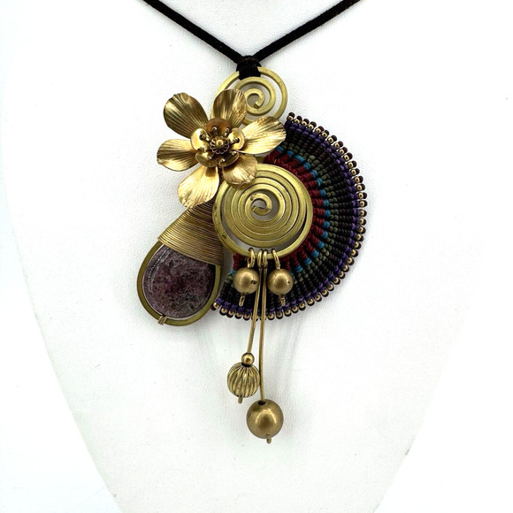 Unbranded Jewelry - Sahara Spiral Necklace Maximalist Jewelry Statement Boho Artsy Art to Wear